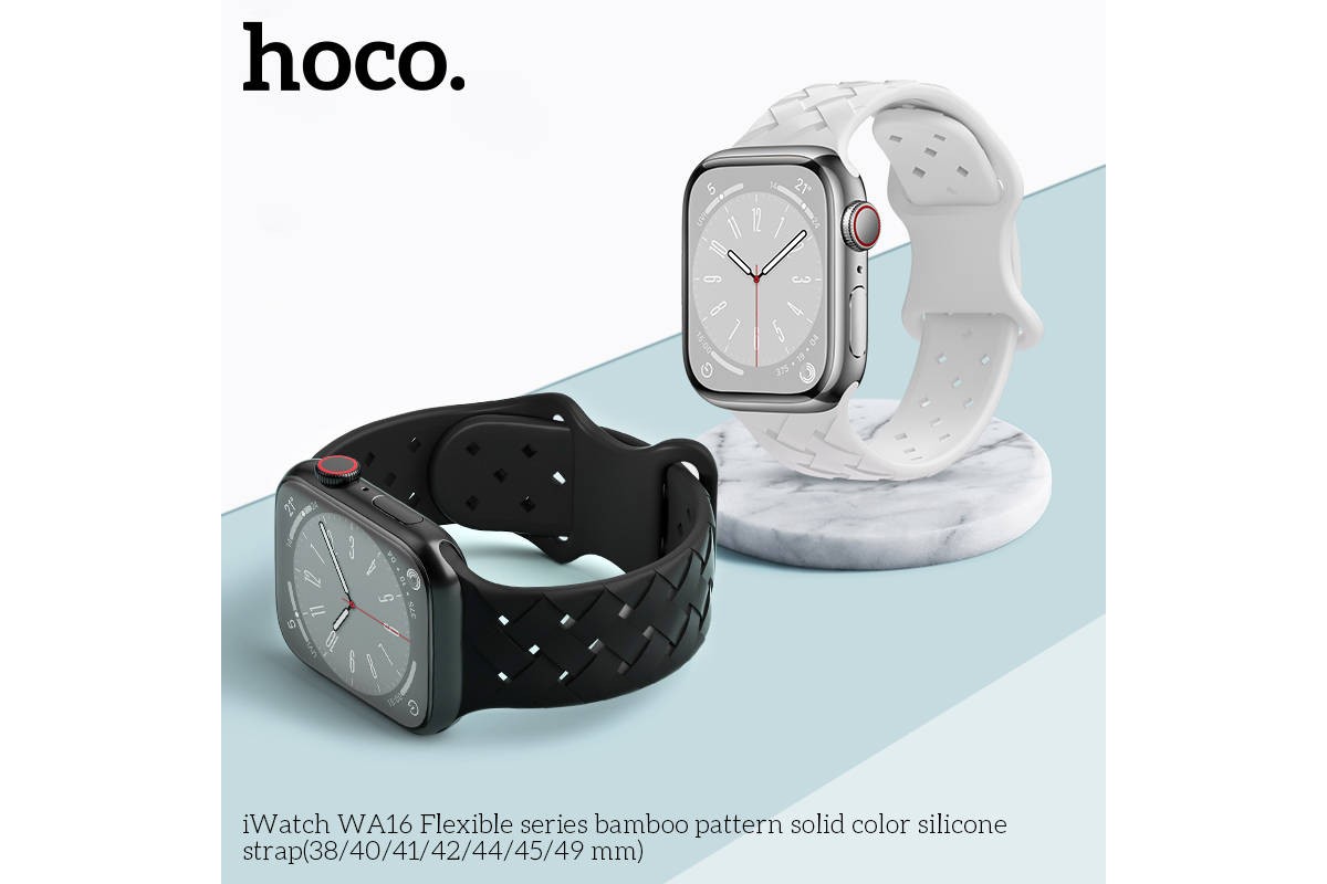 Ремешок для Apple Watch HOCO WA16 Flexible series bamboo pattern solid color silicone strap (38-41 мм, black)