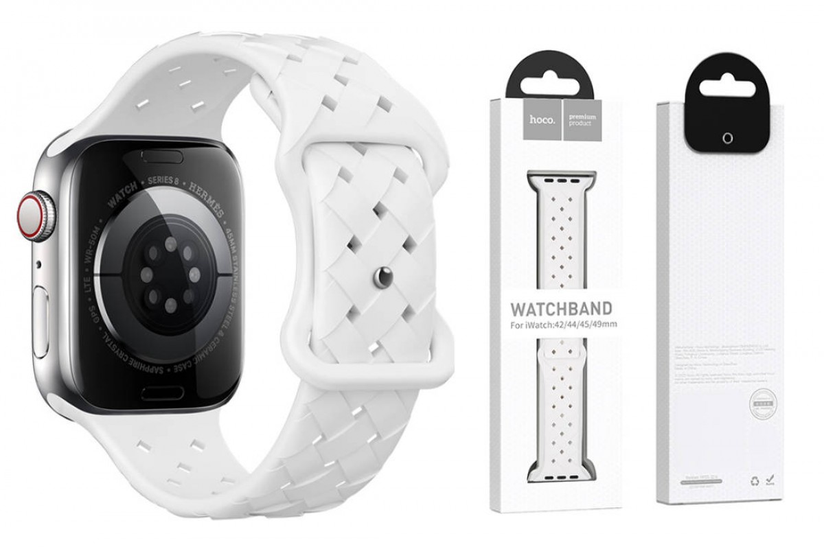 Ремешок для Apple Watch HOCO WA16 Flexible series bamboo pattern solid color silicone strap (38-41 мм, white)