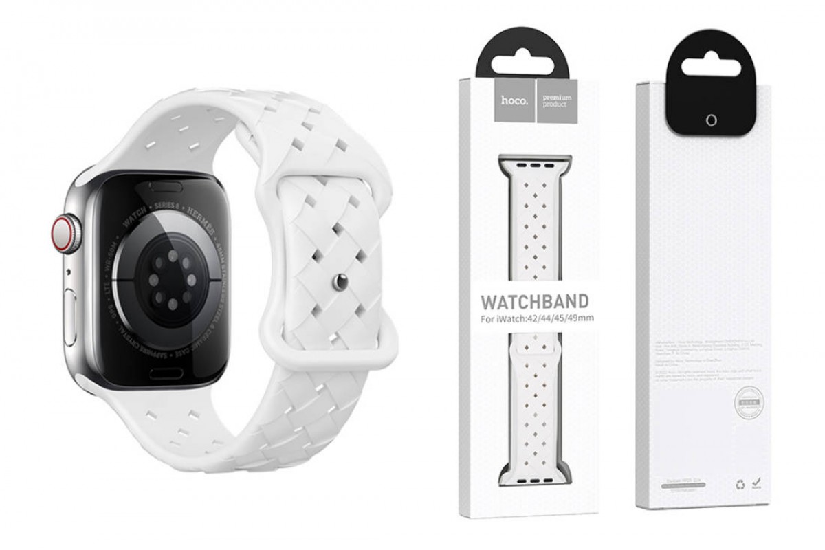 Ремешок для Apple Watch HOCO WA16 Flexible series bamboo pattern solid color silicone strap (42-49 мм, white)
