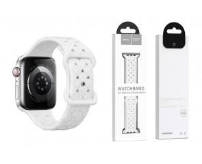 Ремешок для Apple Watch HOCO WA16 Flexible series bamboo pattern solid color silicone strap (42-49 мм, white)