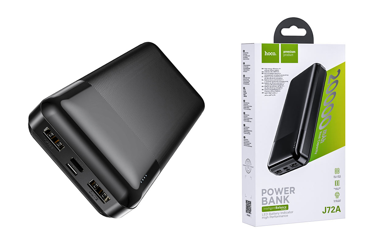 Универсальный дополнительный аккумулятор HOCO J72A Easy travel power bank (20000mAh) черный