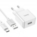 Сетевое зарядное устройство 2USB + кабель Type-C HOCO C106A Leisure (белый)