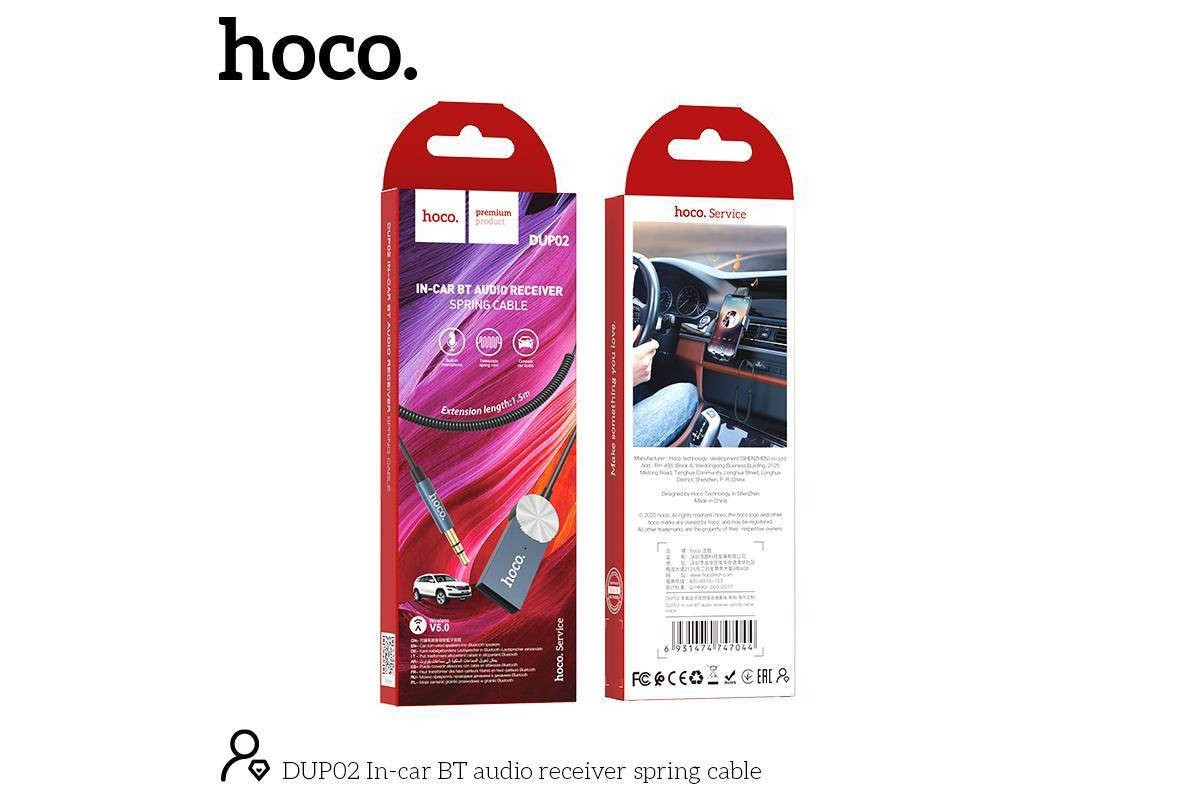 Bluetooth Car Receiver HOCO DUP02  spring cable (AUX-USB)