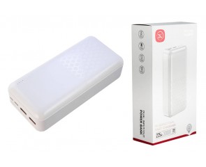 Универсальный дополнительный аккумулятор Power Bank XO NPR-003, 30000 mAh, USB/Type-C, QC 3.0+PD, дисплей, белый