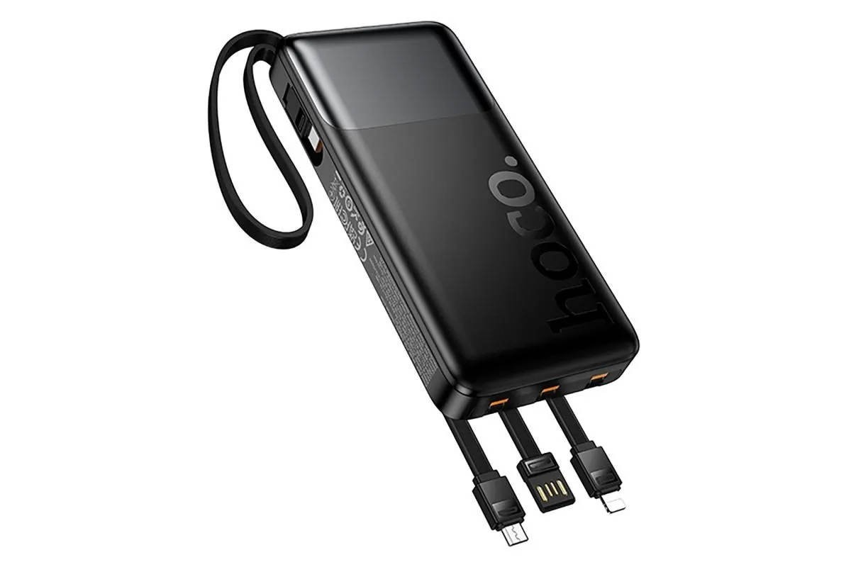 Универсальный дополнительный аккумулятор Power Bank HOCO J156 Founder 22.5W+PD20W с 4 кабелями (10000mA (черный)