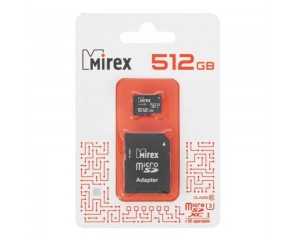 Карта памяти microSDХC с адаптером MIREX  512GB (UHS-I, U3, class 10) (13613-AD3UH512)
