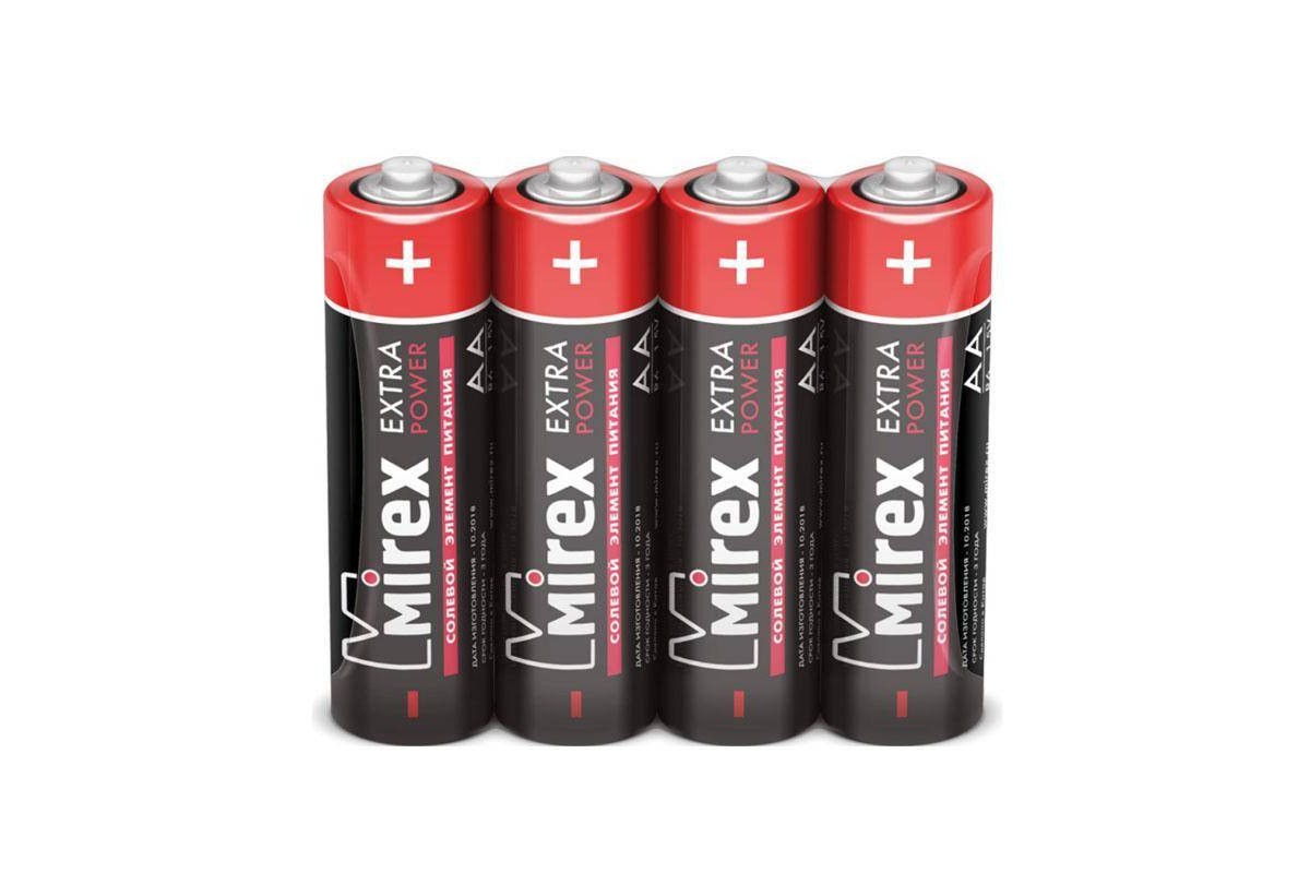 Батарейка солевая Mirex R6 / AA 1,5V  4 шт (4/60/1200), цена за спайку 4 шт 23702-ER6-S4