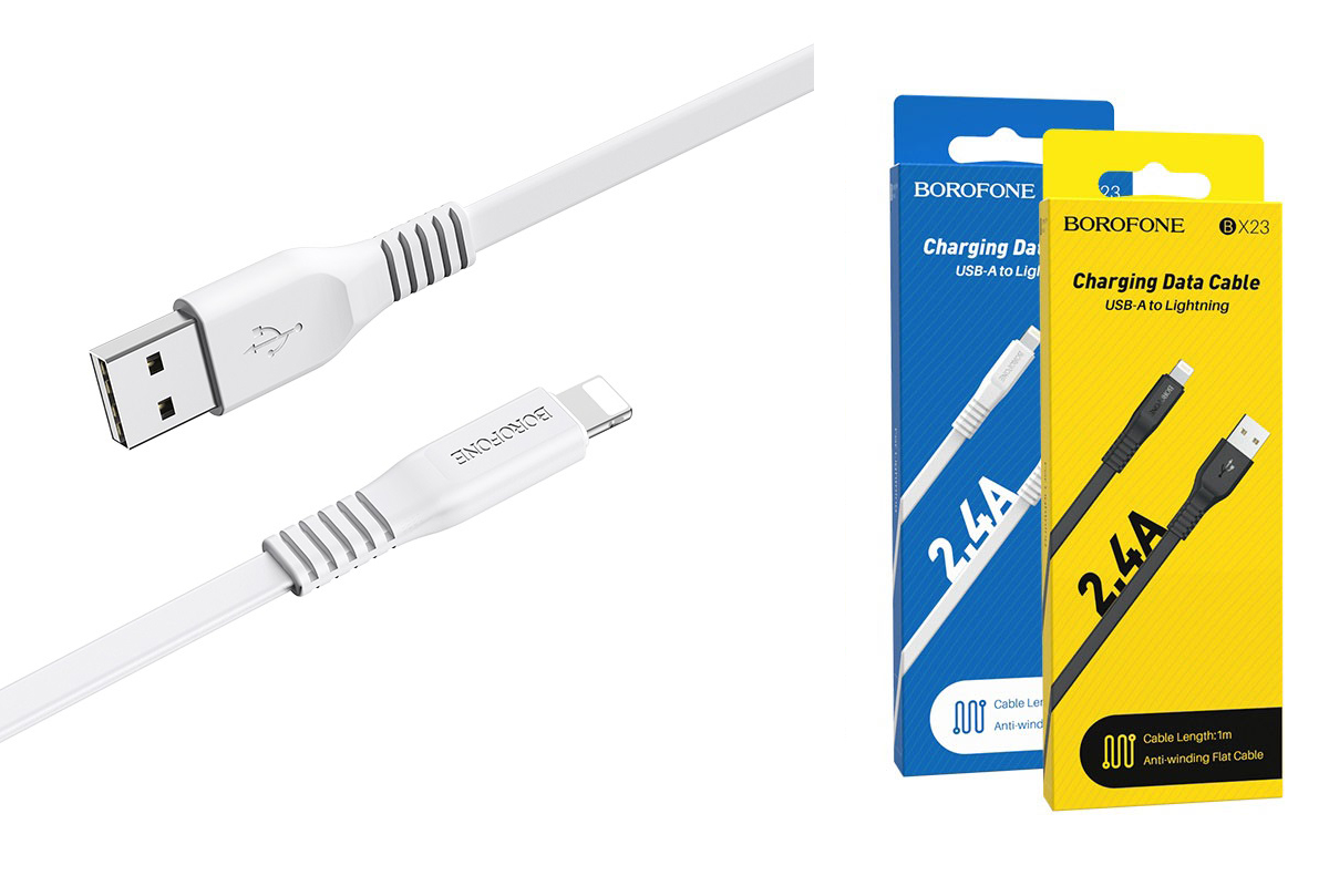 Кабель для iPhone BOROFONE BX23 Wide power charging data cable for Lightning 1м белый