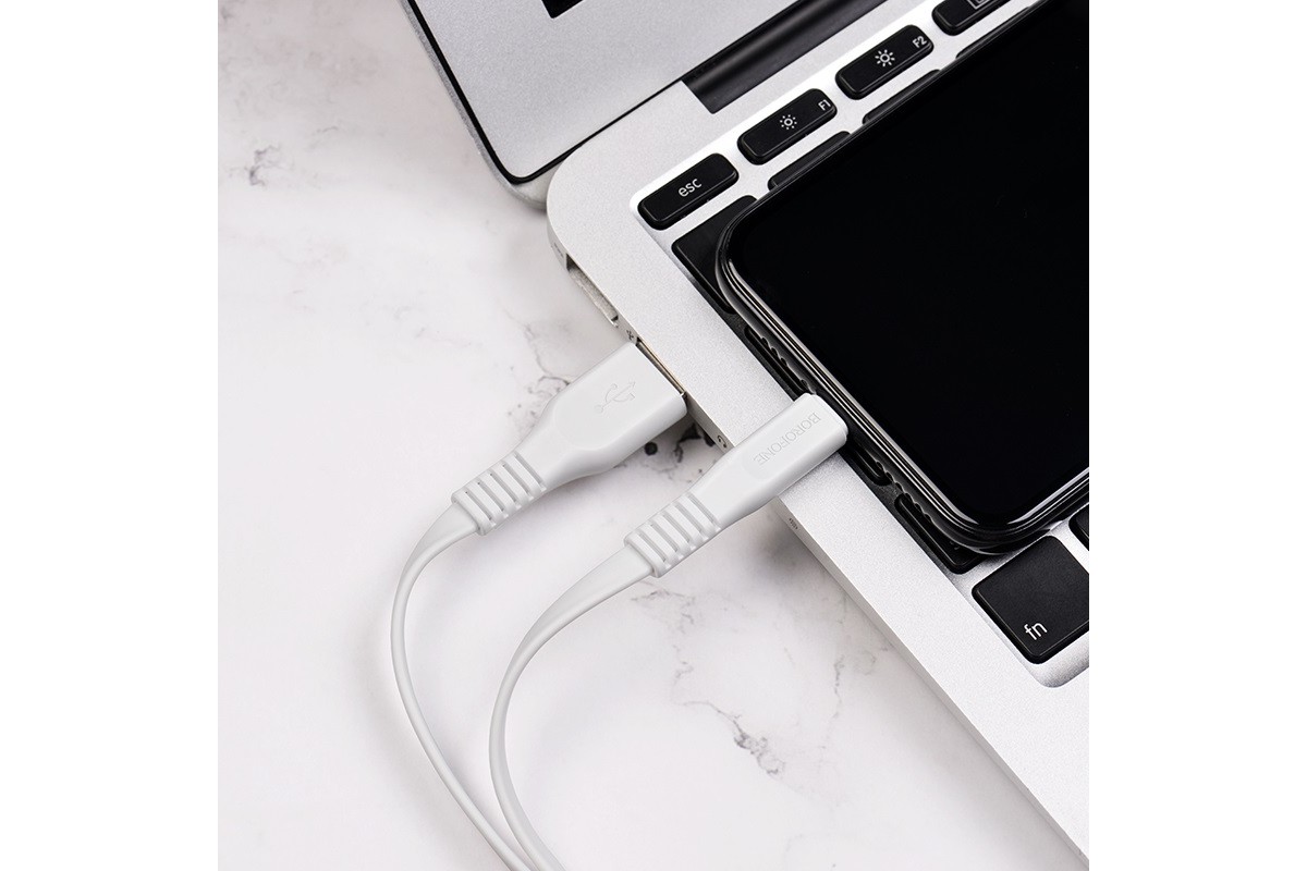 Кабель для iPhone BOROFONE BX23 Wide power charging data cable for Lightning 1м белый