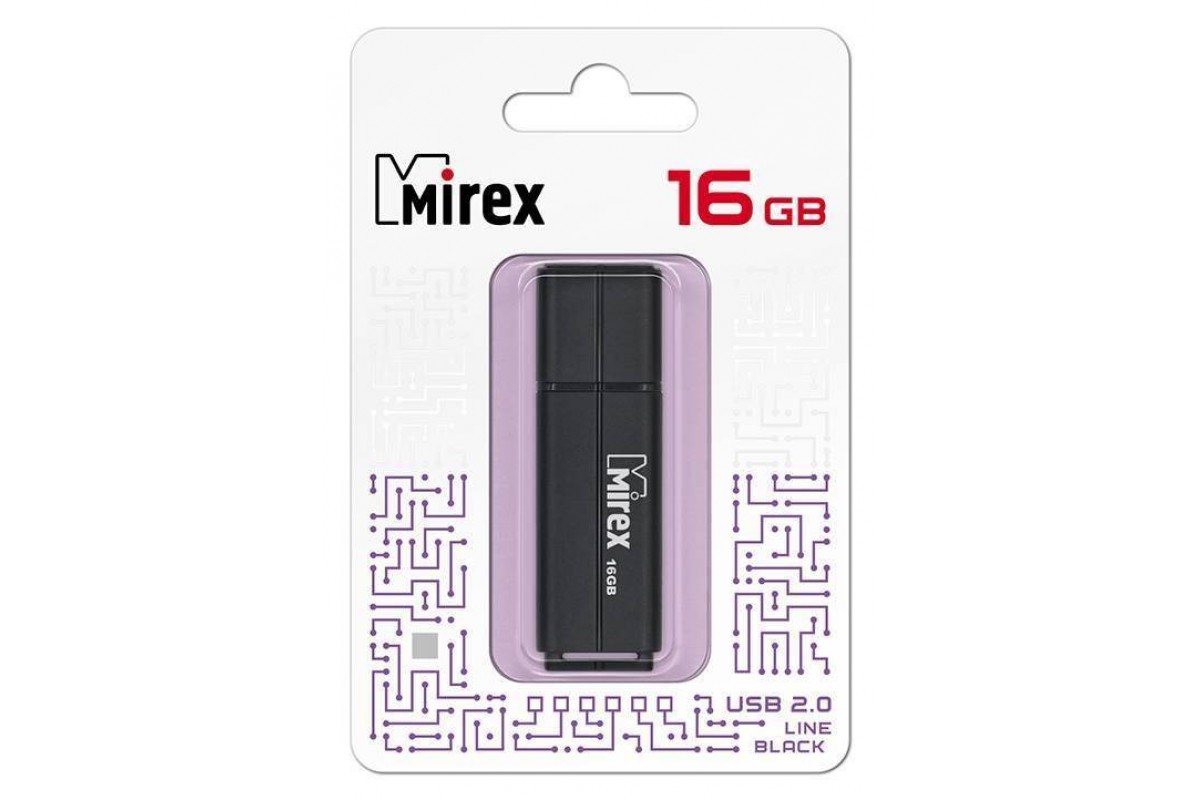 Флешка USB 2.0 Mirex LINE BLACK 16GB (ecopack)