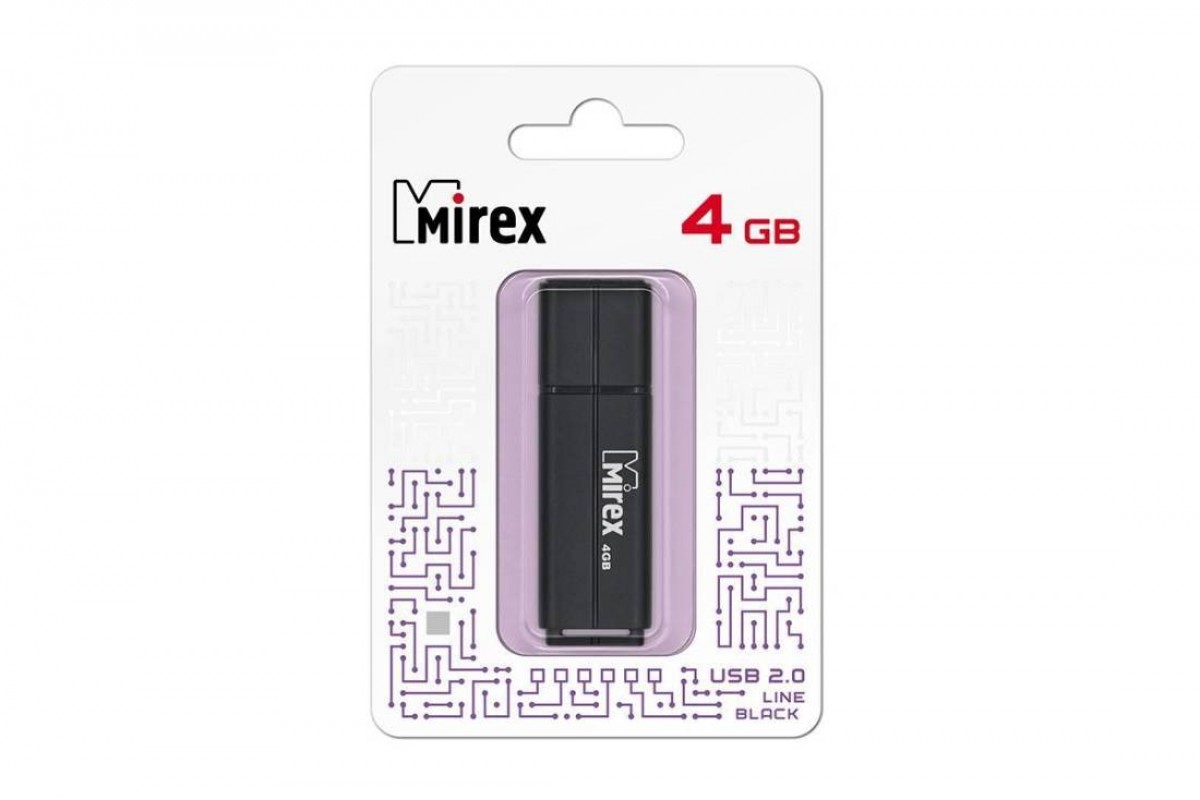 Флешка USB 2.0 Mirex LINE BLACK 4GB (ecopack)