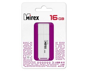 Флешка USB 2.0 Mirex LINE WHITE 16GB (ecopack)