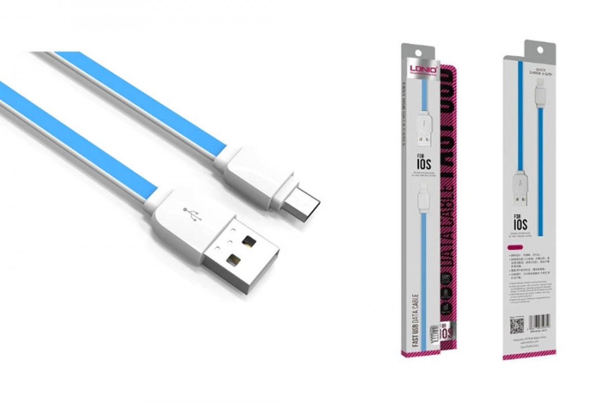 Кабель USB - MicroUSB LDNIO XS-07 2.1A медь: 60 жил (голубой) 1м