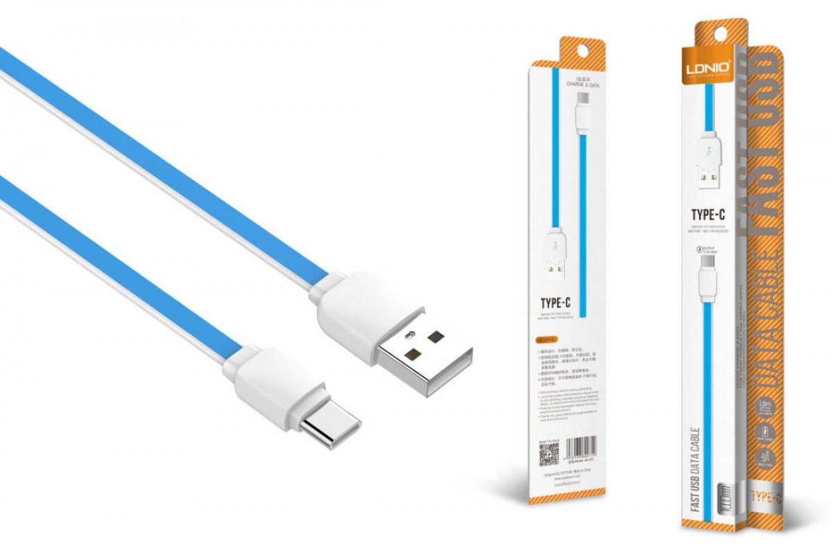 Кабель USB – USB Type-C LDNIO XS-07 2.1A медь: 60 жил (голубой) 1м