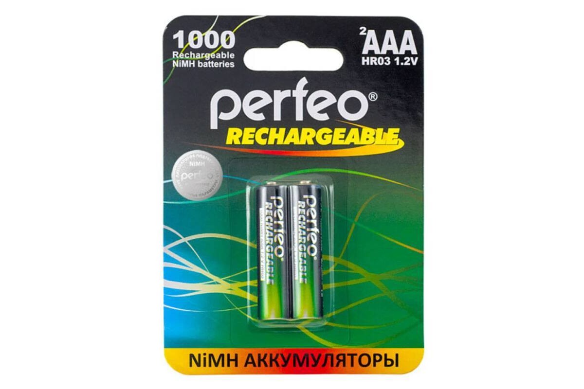 Аккумулятор Ni-MH Perfeo AAA 1000mAh/2BL (Картонный блистер, цена за 2 штуки)