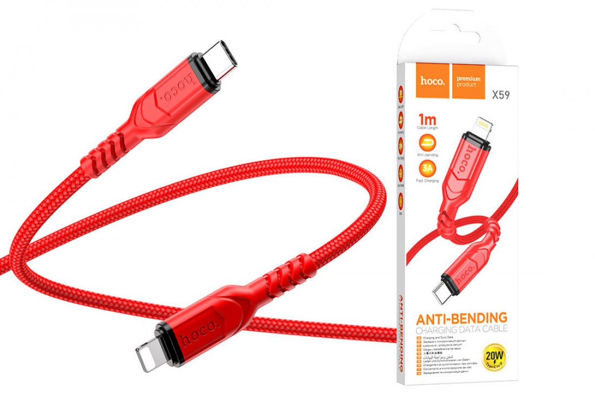Кабель USB Type-C - Lightning HOCO X59 3A PD20W (красный) 1м
