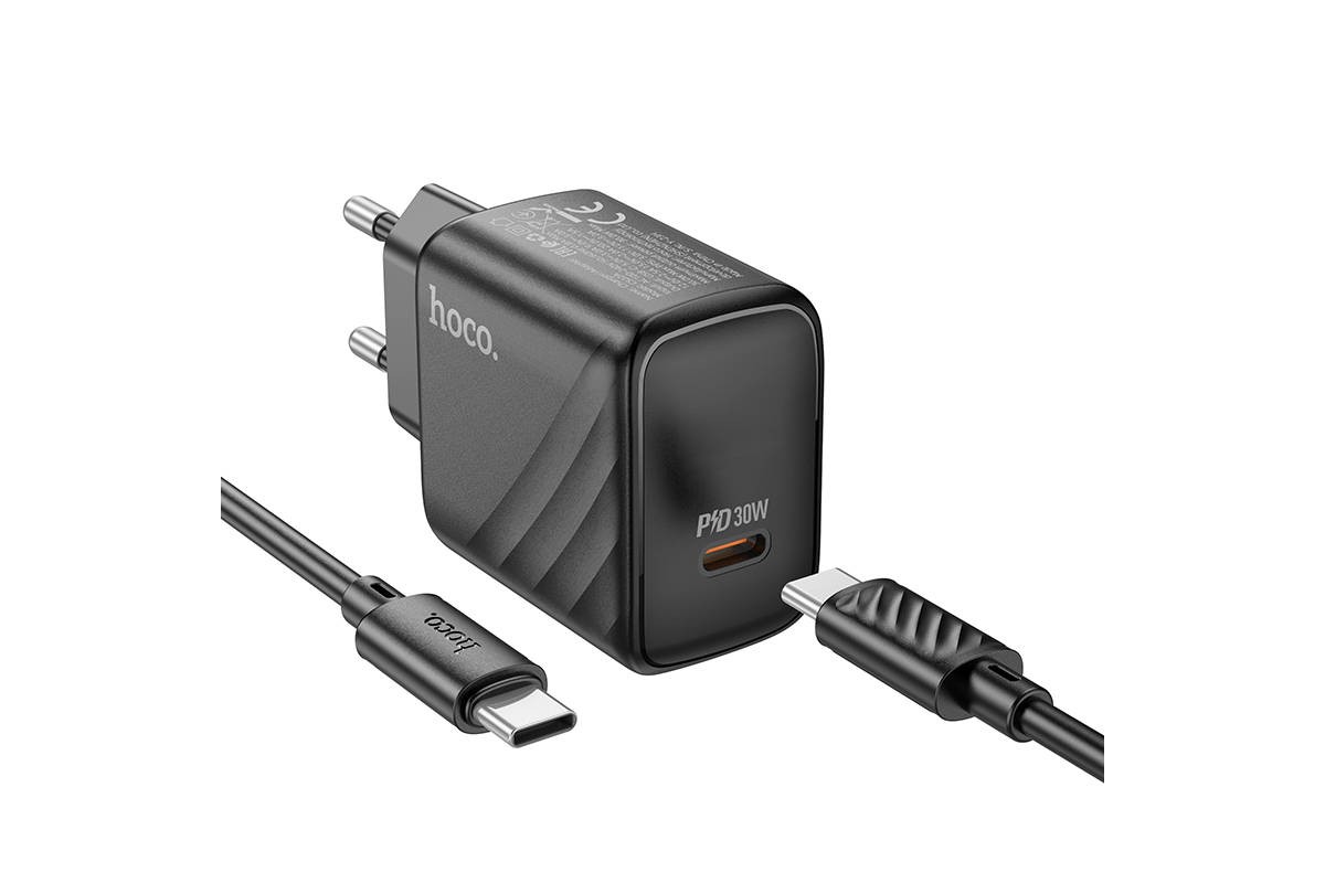 Сетевое зарядное устройство USB-C + кабель Type-C HOCO CS22A PD30W (черный)