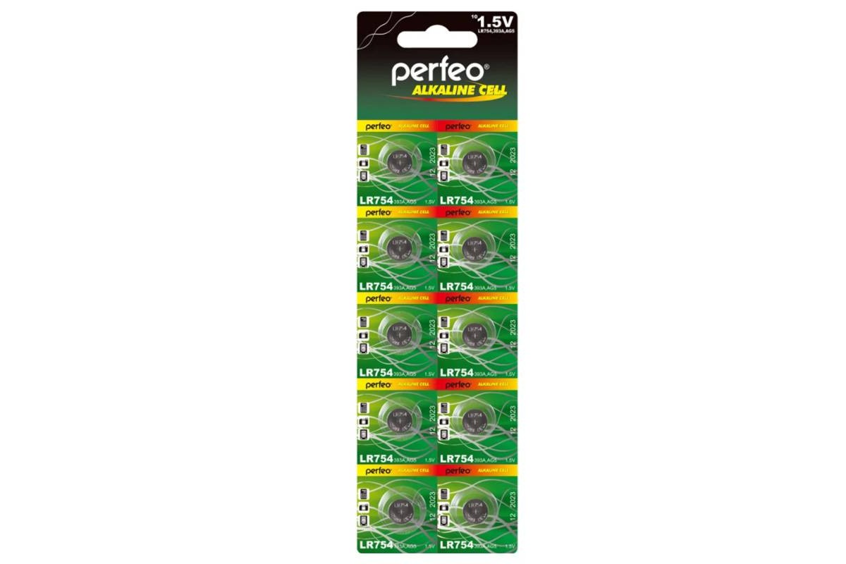 Батарейка часовая Perfeo AG5 LR754/10BL Alkaline Cell 393A цена за блистер 10 шт