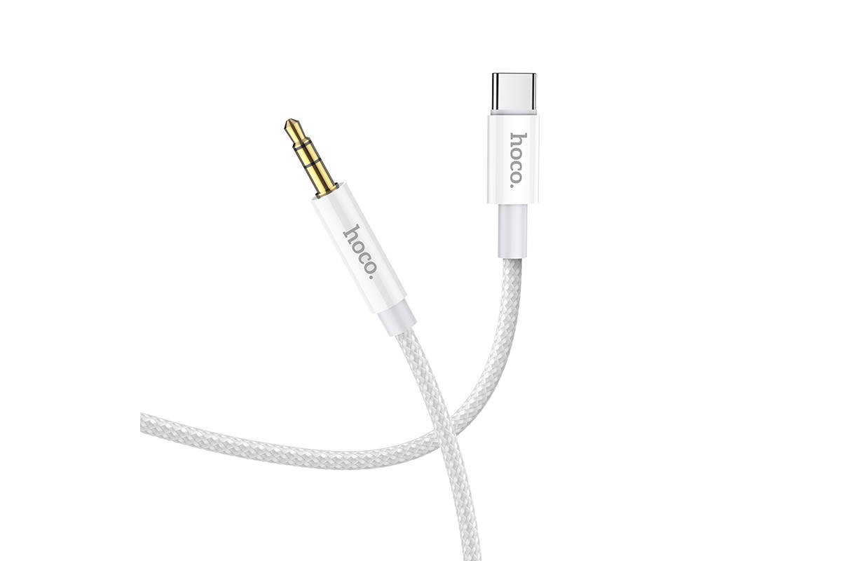 HOCO UPA19 Белый кабель аудио (штекер TYPE-C - штекер Джек 3,5мм) 1м серебро