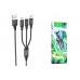 Кабель USB 3 в 1 HOCO X76 lightning/Micro/Type-C (черный) 1м