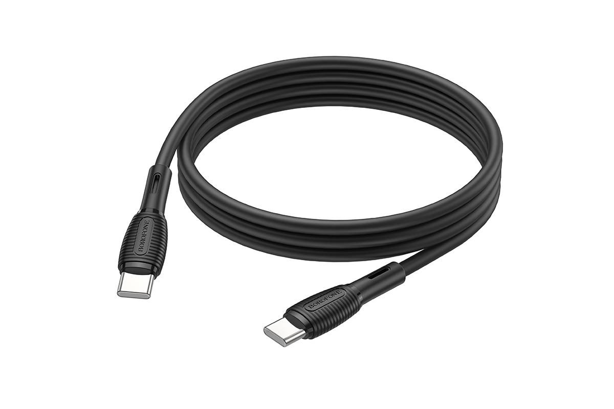 Кабель USB Type-C - USB Type-C BOROFONE BX86, PD60W (черный) 1м силиконовый