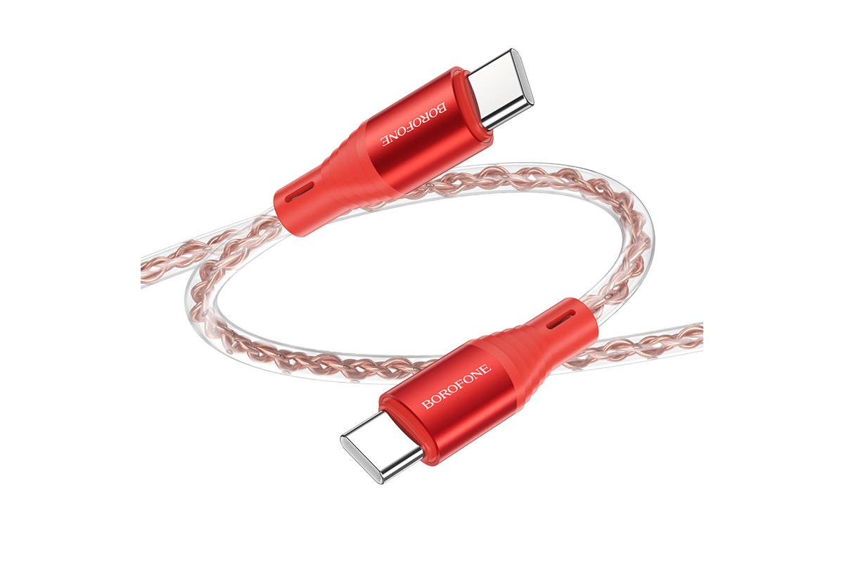 Кабель USB Type-C - USB Type-C BOROFONE BX96, PD60W (красный) 1м силиконовый