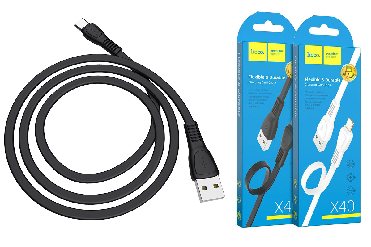 Кабель USB HOCO X40 Noah charging data cable for Type-C  (черный) 1 метр