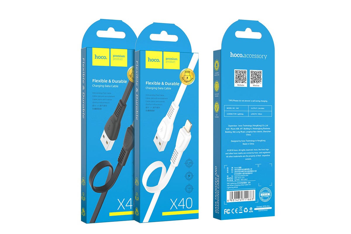 Кабель USB HOCO X40 Noah charging data cable for Type-C  (черный) 1 метр
