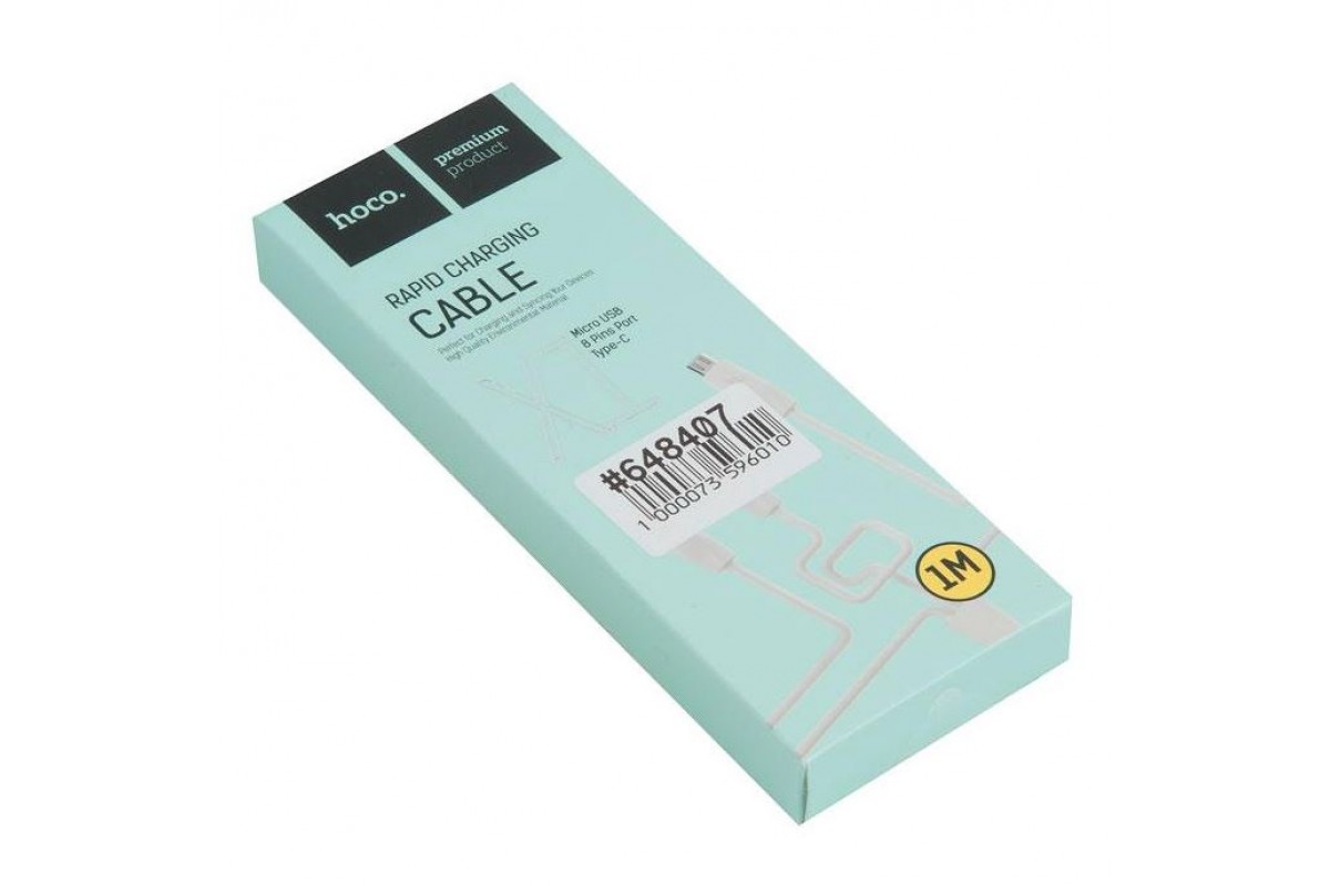 Кабель для iPhone HOCO X1 X1 Rapid charging cable (lightning+Micro+Type-C) 1M 1м белый