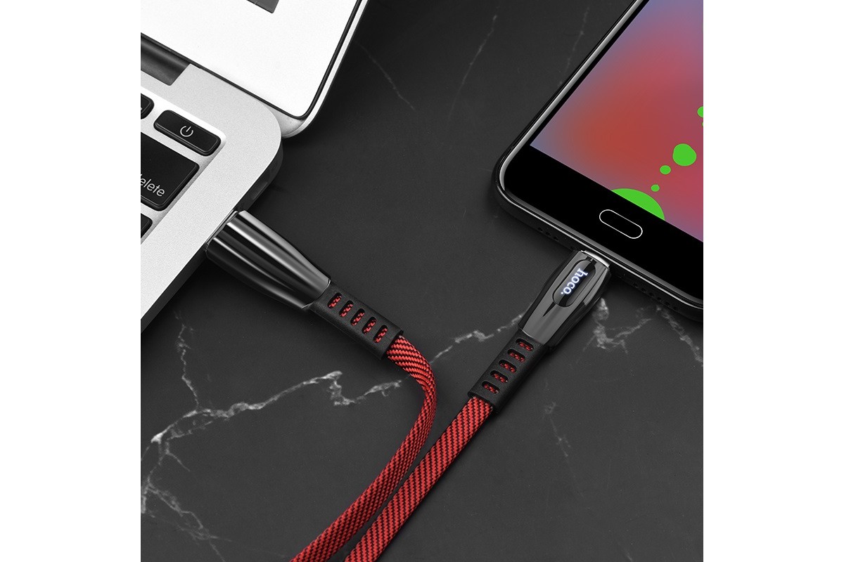 Кабель USB HOCO U70 Splendor charging data cable for Type-C (красный) 1 метр