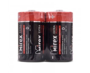 Батарейка солевая Mirex R20 / D 1,5V  цена за 2 шт (2/12/96), спайка (23702-ER20-S2)