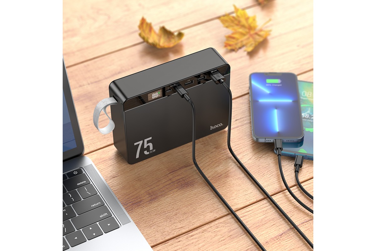 Универсальный дополнительный аккумулятор HOCO J94 22,5W power bank (75000 mAh) черный
