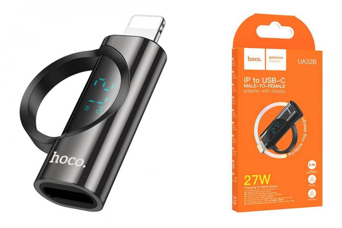 Переходник HOCO UA32B iP male to C female display adapter, чёрный