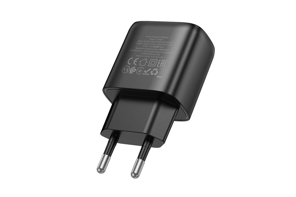Сетевое зарядное устройство USB HOCO C140A Smart QC3.0 (черный)
