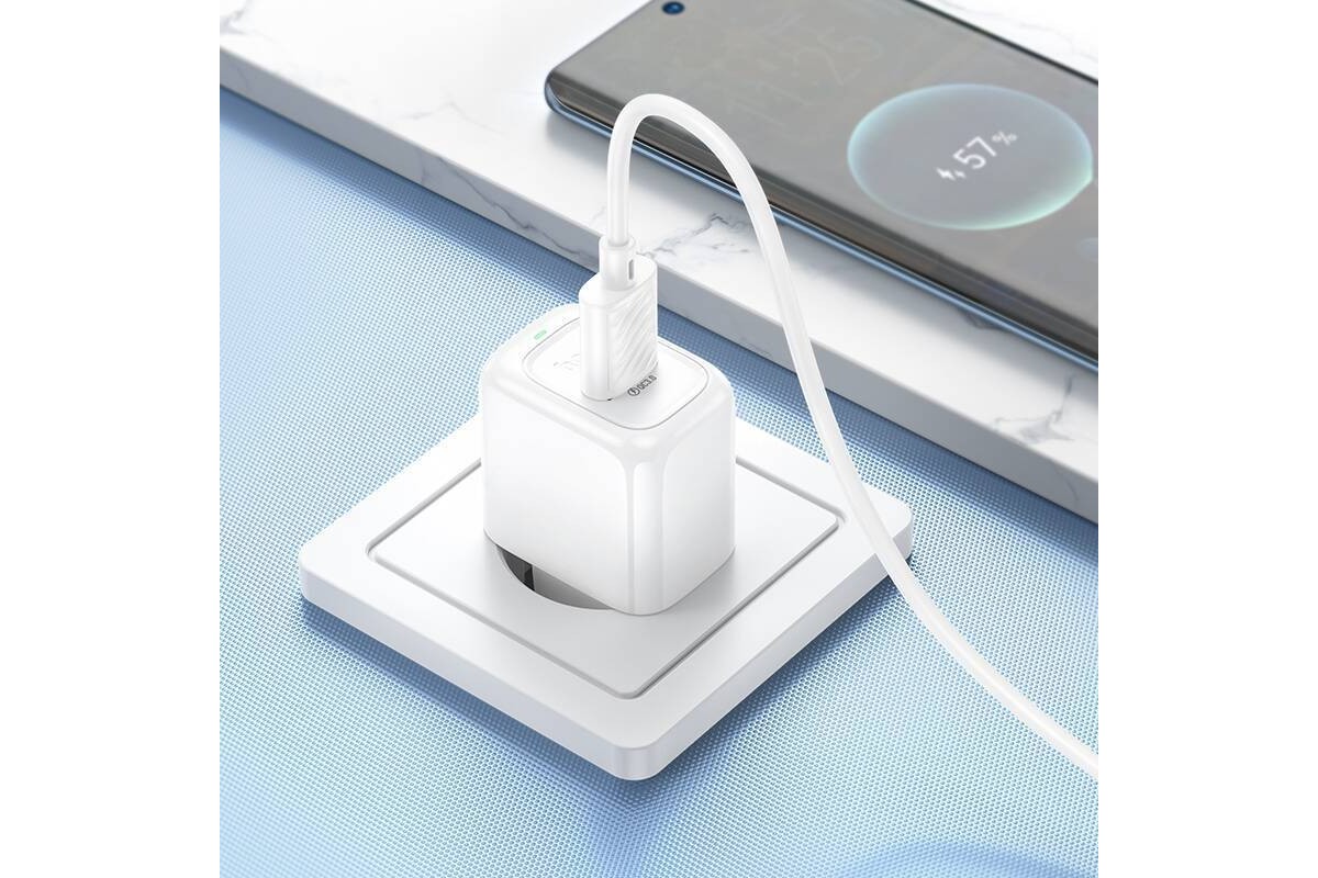 Сетевое зарядное устройство USB + кабель Type-C HOCO CS52A Surplus single-port QC3.0 (белый) Сетевое зарядное устройство USB + кабель Type-C HOCO CS52A Surplus single-port QC3.0 (белый)