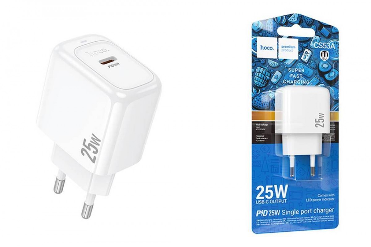 Сетевое зарядное устройство USB-C HOCO CS53A Surplus single port (один порт)PD25W (белый)