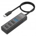 USB-C HUB HOCO HB25 на 4 порта 1xUSB3.0 + 3xUSB2.0 (Black)