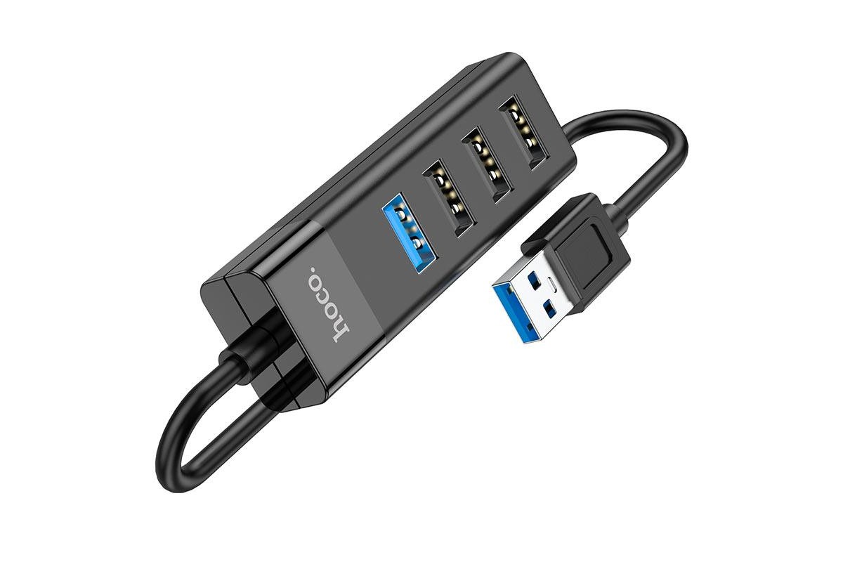 USB3.0 HUB HOCO HB25 на 4 порта 1xUSB3.0 + 3xUSB2.0 (Black)