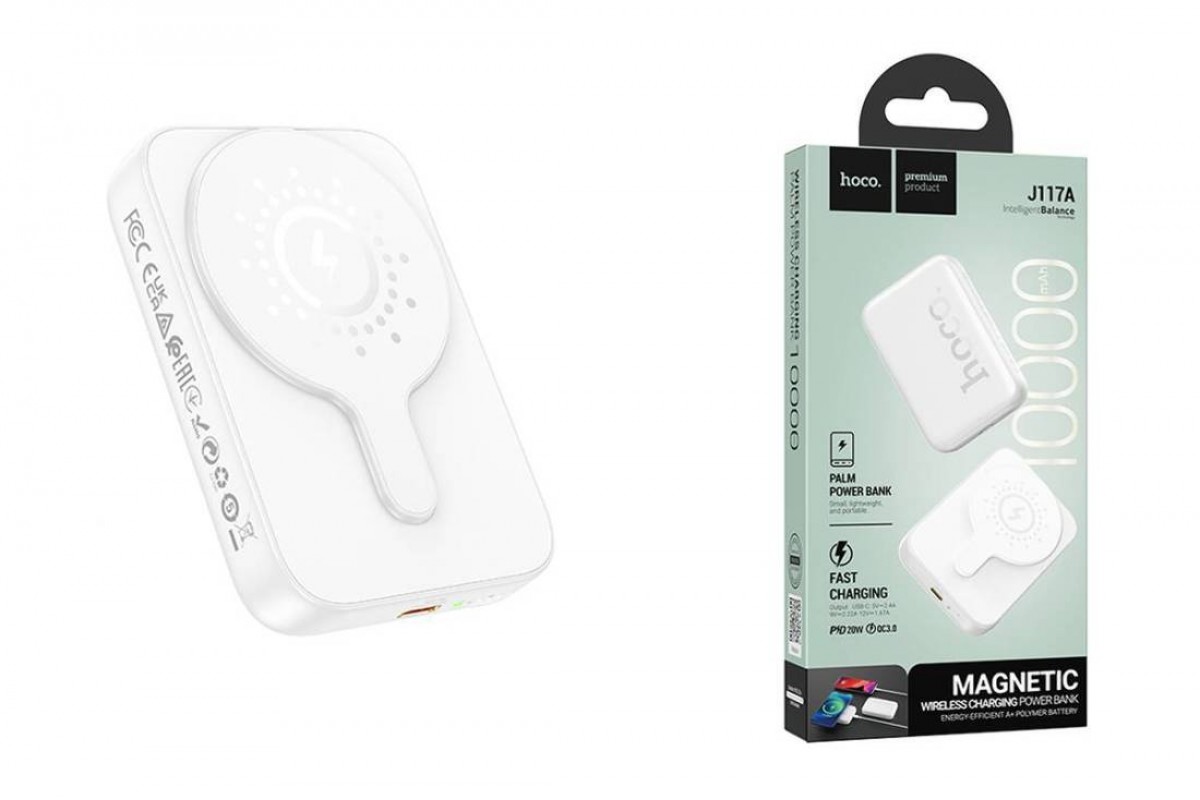 Универсальный дополнительный аккумулятор Power Bank HOCO J117A Esteem PD20W magnetic (10000 mAh) (белый)