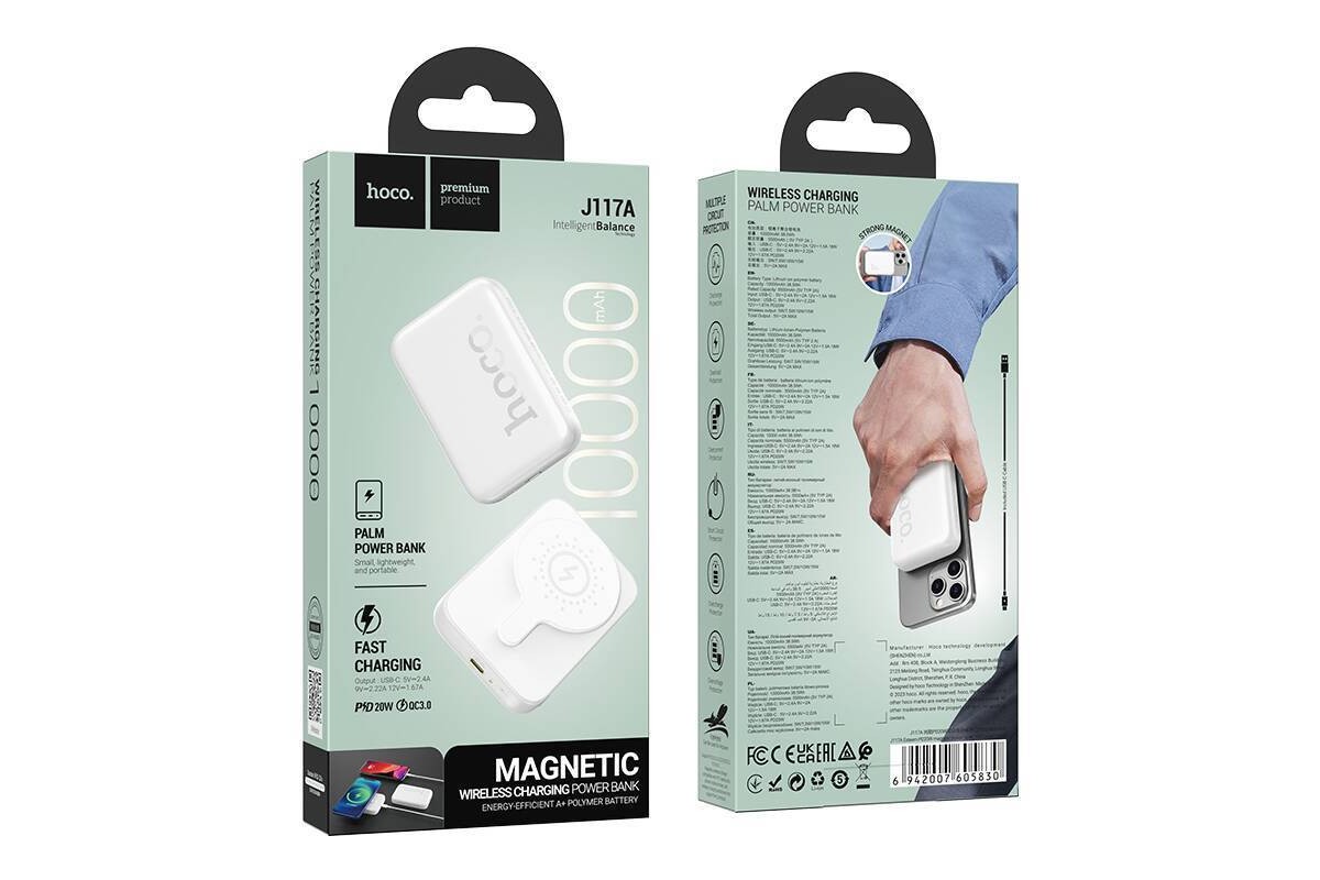 Универсальный дополнительный аккумулятор Power Bank HOCO J117A Esteem PD20W magnetic (10000 mAh) (белый)