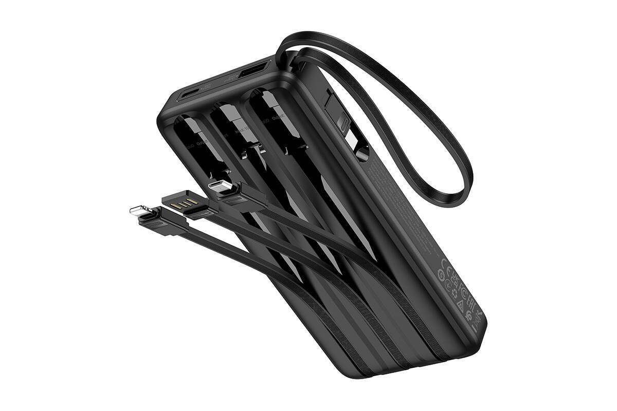 Универсальный дополнительный аккумулятор HOCO J146 Night with 4 cables 10000 mAh (черный)