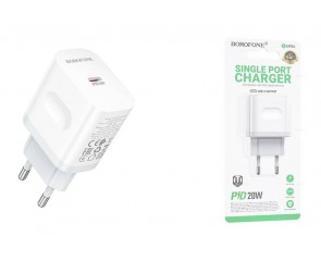 Сетевое зарядное устройство USB-C BOROFONE BA99A Breeze single port (один порт)PD20W (белый)