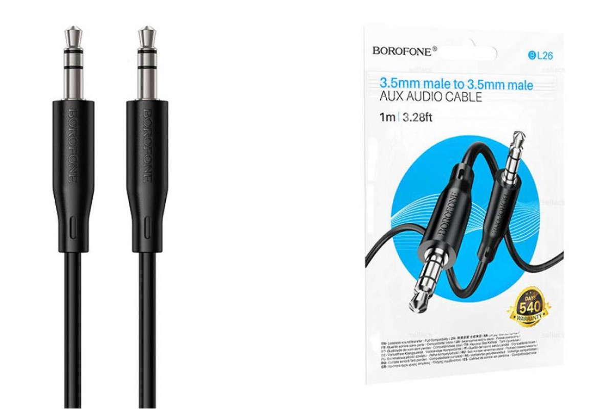 Кабель аудио AUX BOROFONE BL26 AUX 3.5 1 метр черный