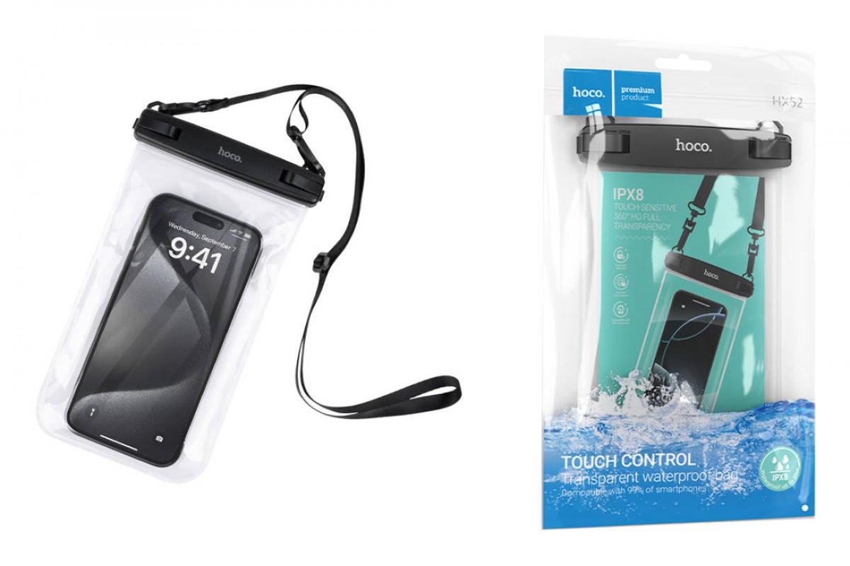 Чехол водонепроницаемый защитный пляжный HOCO HX52 телефона  (размер до 7") (черный)