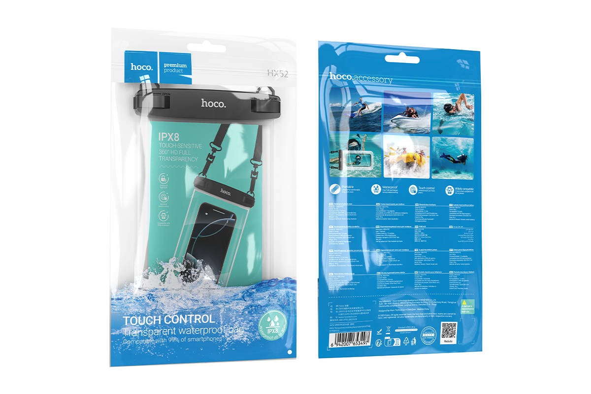 Чехол водонепроницаемый защитный пляжный HOCO HX52 телефона  (размер до 7") (черный)