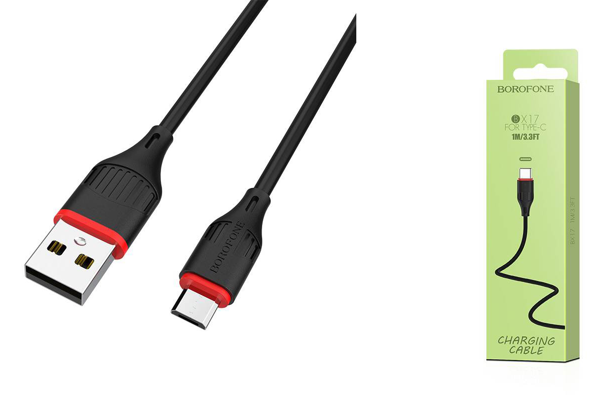Кабель USB BOROFONE BX17 Enjoy charging cable for Type-C (черный) 1 метр