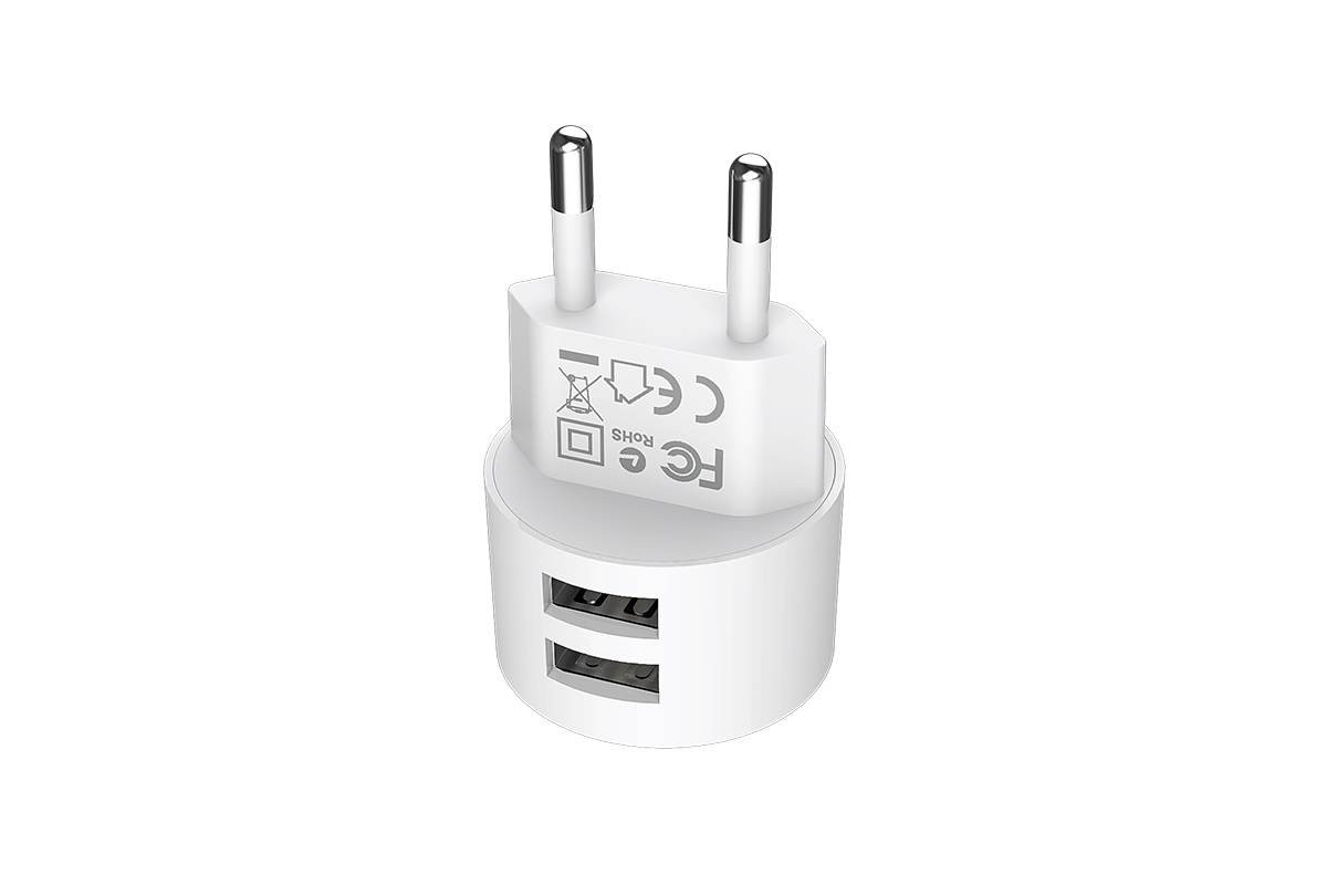 Сетевое зарядное устройство 2USB + кабель Type-C BOROFONE BA23A Brilliant dual port charger set белый