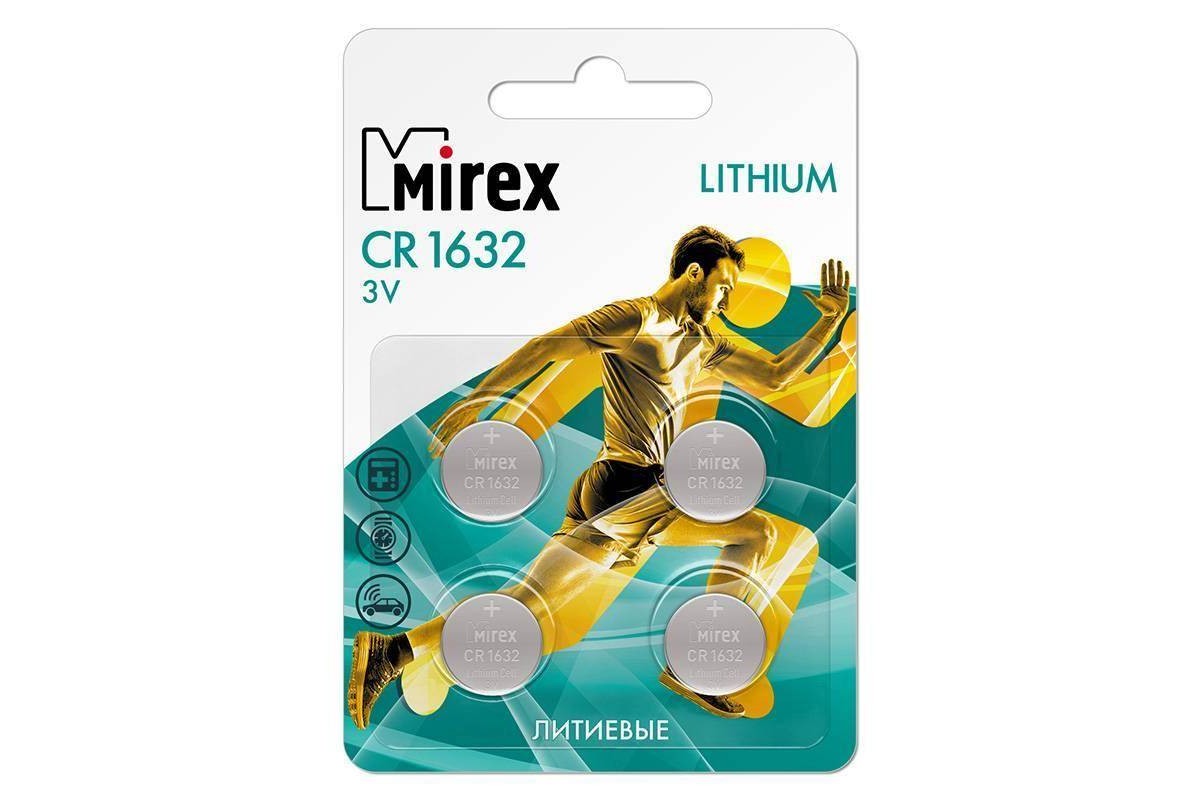 Батарейка литиевая Mirex CR1632 3V цена за блистер 4 шт (23702-CR1632-E4)