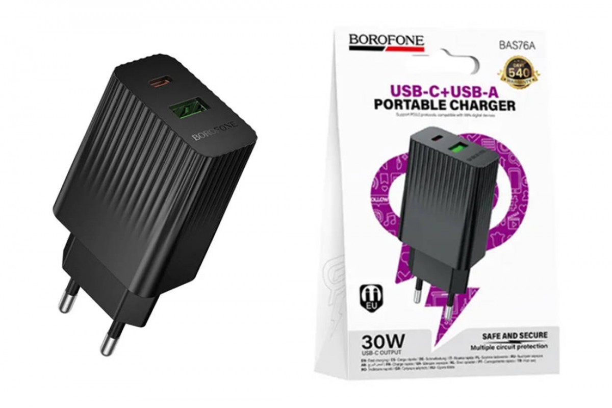 Сетевое зарядное устройство USB + USB-C BOROFONE BAS76A PD30W+QC3.0  (черный)