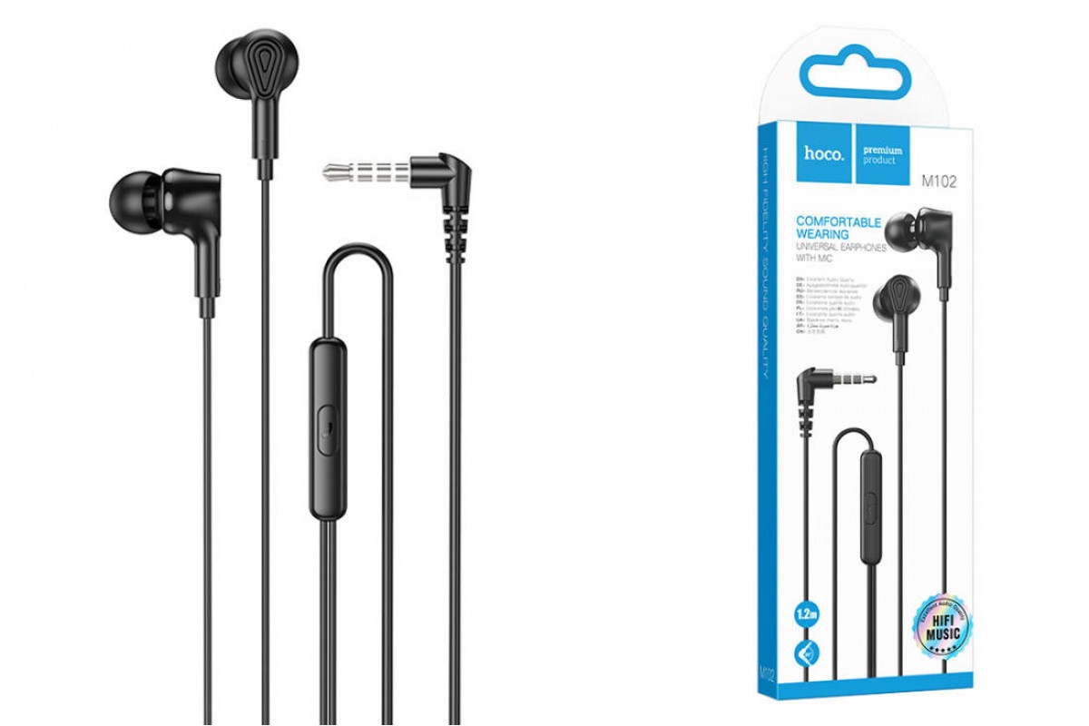 Наушники вакуумные проводные HOCO M102 Ingenious universal earphones with microphone (черный) Наушники вакуумные проводные HOCO M102 Ingenious universal earphones with microphone (черный)